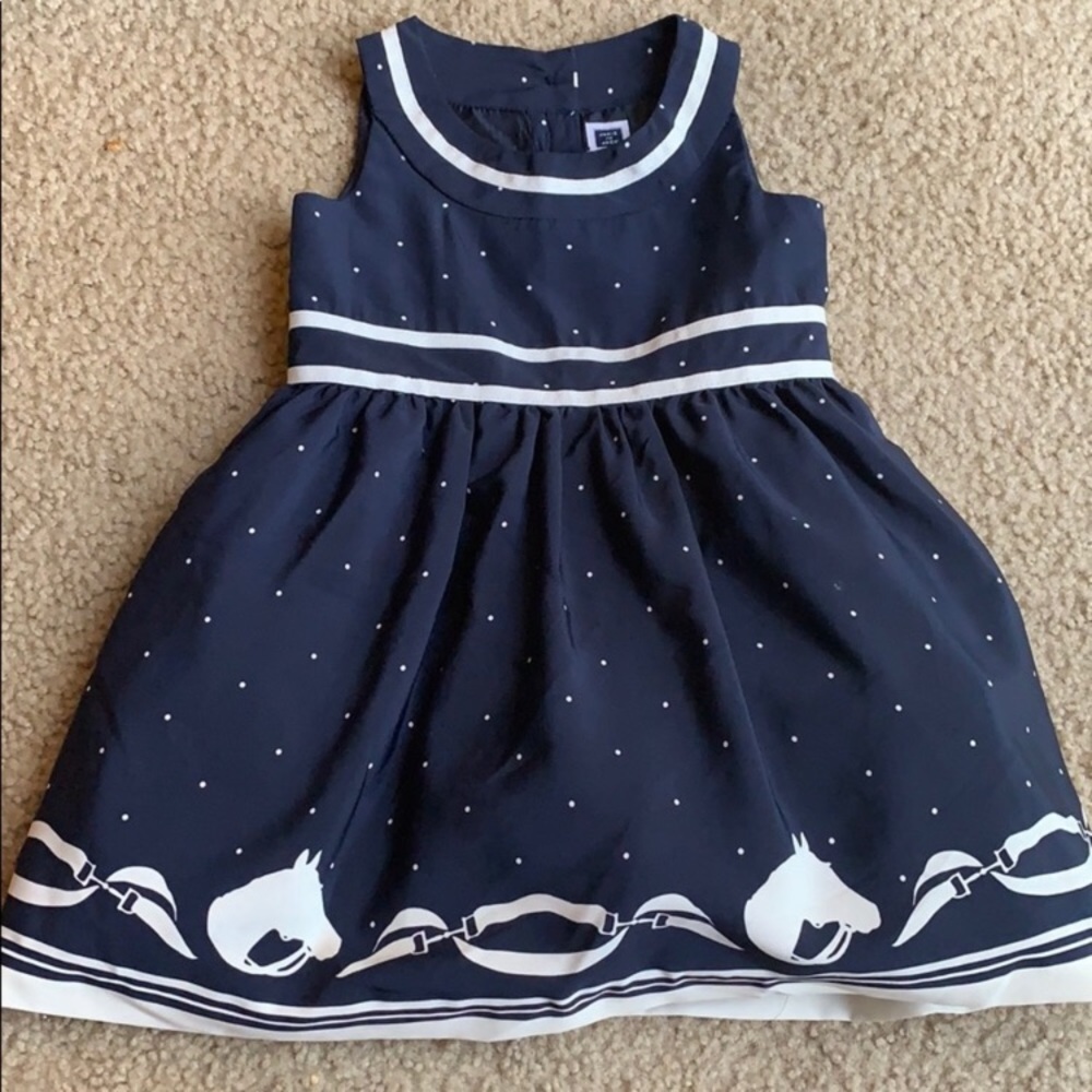 Janie&Jack size 6-12 month navy & white equestrian